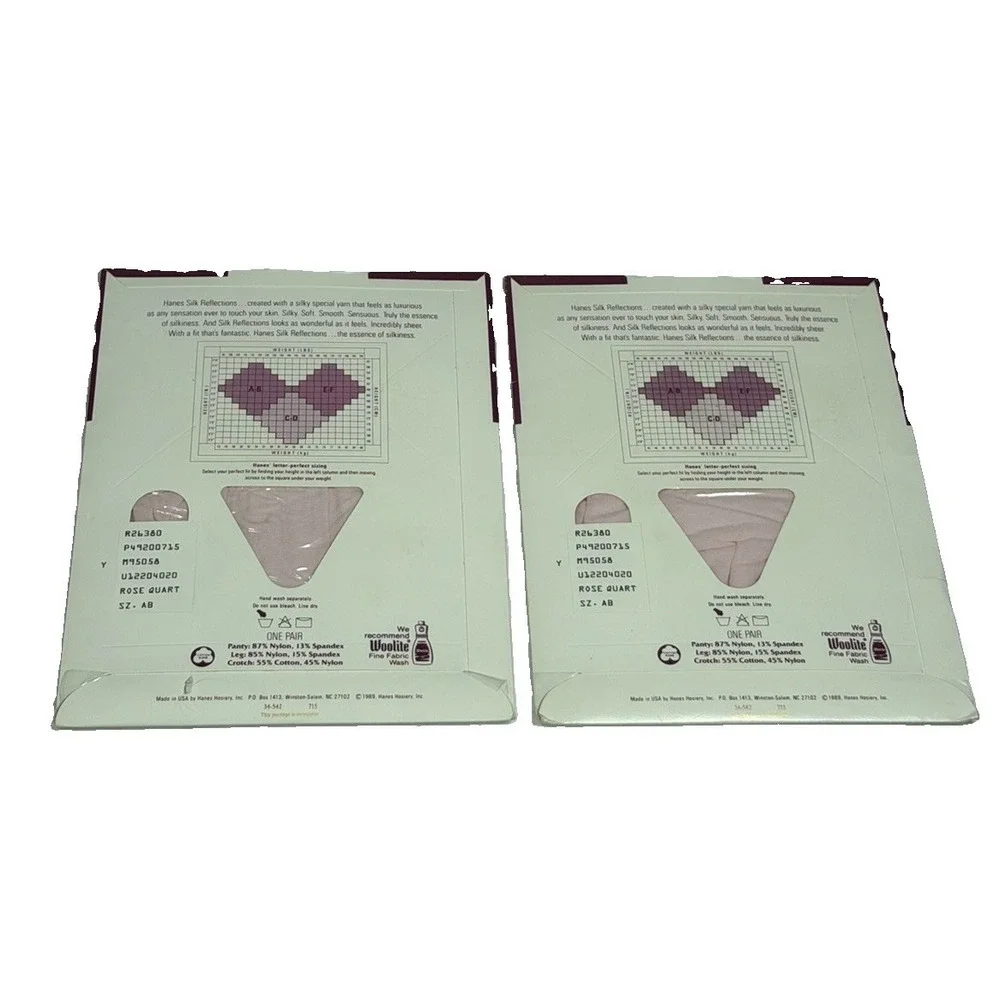 HANES SILK REFLECTIONS LOT (2) Rose Quartz Silky Sheer Pantyhose 715 AB NOS